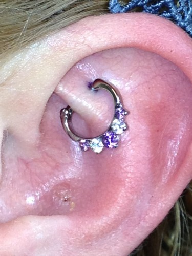 Rook Piercing With A Stunning Amethyst Accented Clicker From Industrial Strength