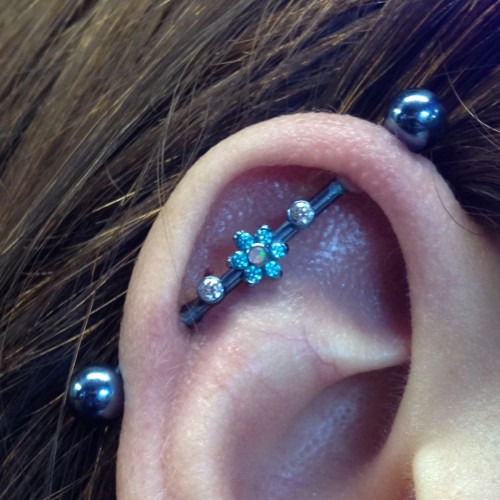 Industrial Piercing With A Beautiful Industrial Bar From Anatometal